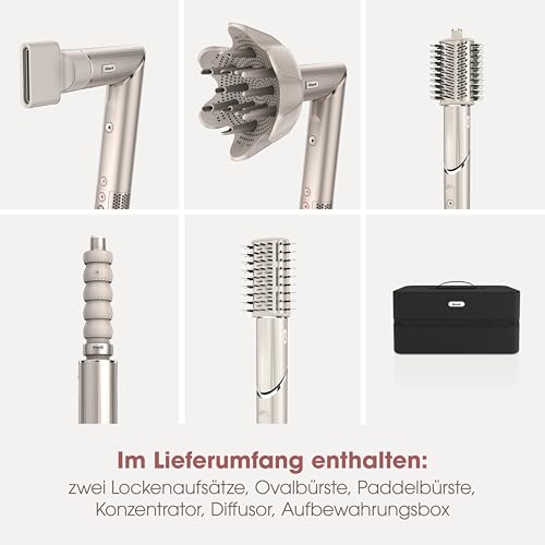 Shark FlexStyle HD446SLEU – 5-in-1 Luftstyler & Haartrockner mit Lockenaufsatz, Bürsten, Diffusor & Koffer – Keine Hitzeschäden – Champagner