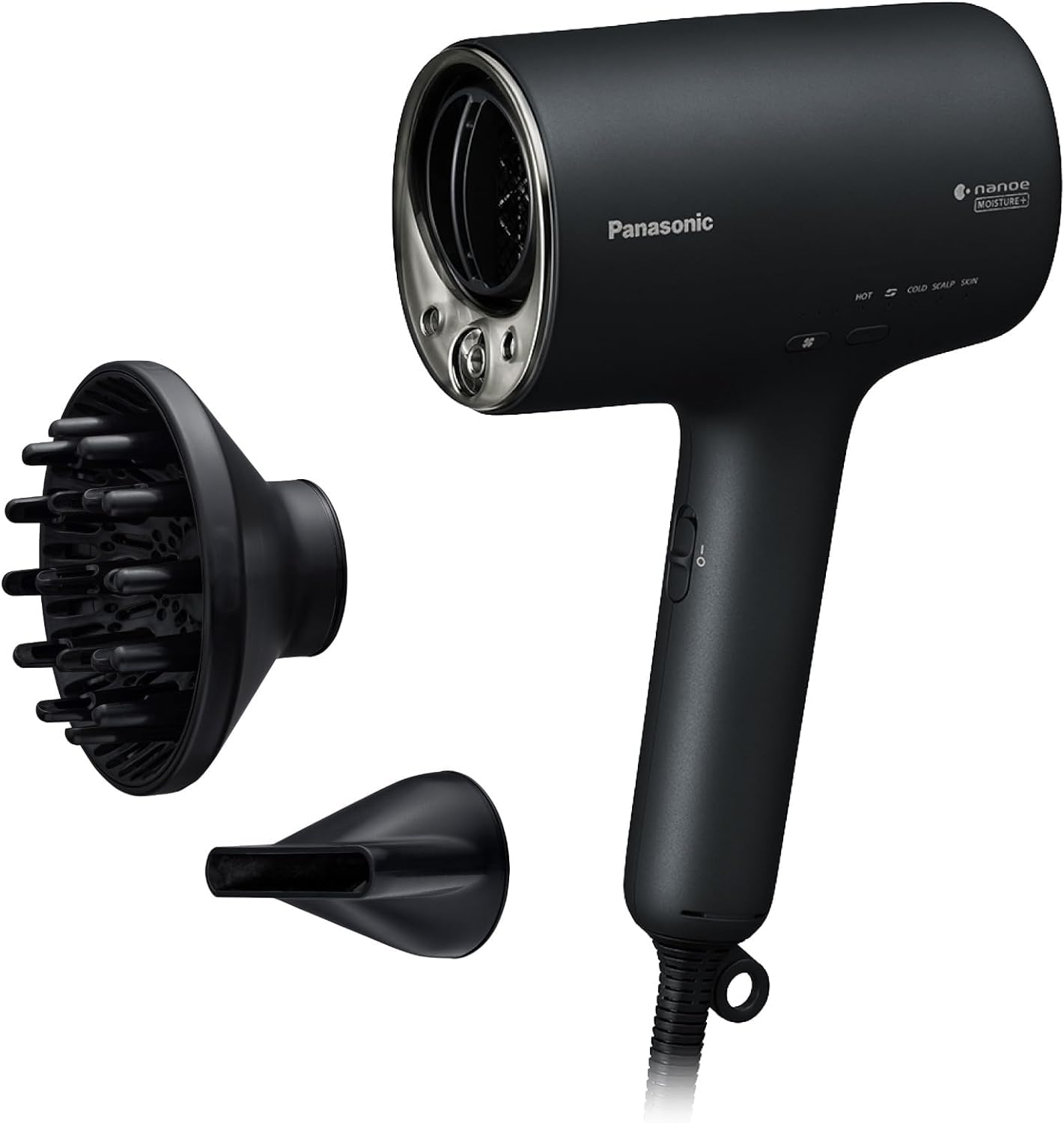 Panasonic EH-NA0J nanoe™ MOISTURE+ Haartrockner – 1600 W, mit Diffusor, Kalt-/Heißmodus, Haut- & Haarpflege, If Design Award, Schwarz