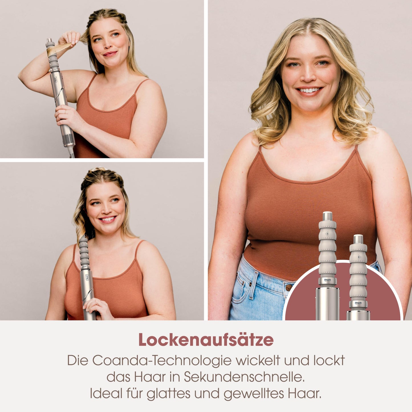 Shark FlexStyle HD446SLEU – 5-in-1 Luftstyler & Haartrockner mit Lockenaufsatz, Bürsten, Diffusor & Koffer – Keine Hitzeschäden – Champagner