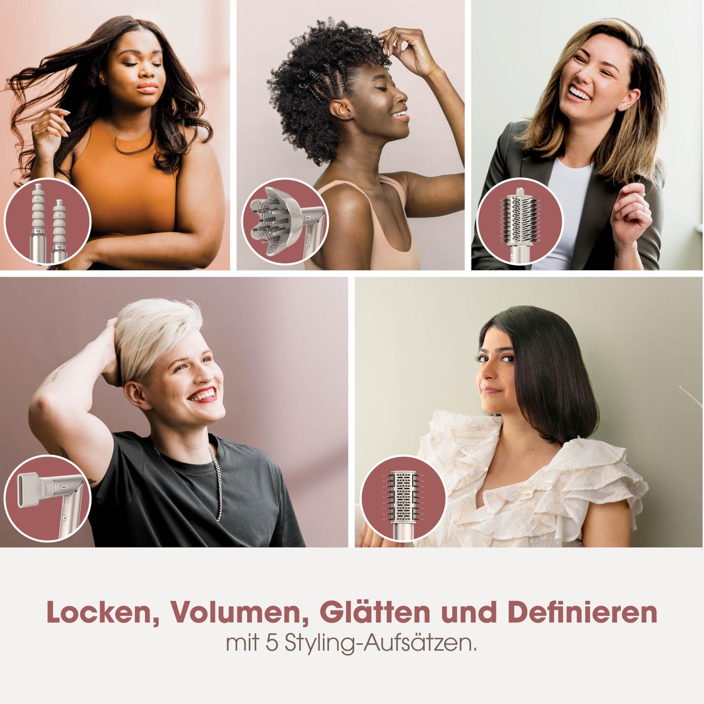 Shark FlexStyle HD446SLEU – 5-in-1 Luftstyler & Haartrockner mit Lockenaufsatz, Bürsten, Diffusor & Koffer – Keine Hitzeschäden – Champagner