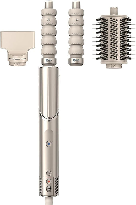 Shark FlexStyle 3-in-1 Luftstyler & Haartrockner, Auto-Wrap-Lockenaufsatz, Ovalbürste, Konzentrator, Keine Hitzeschäden, Französisches Gold, HD426SLEU