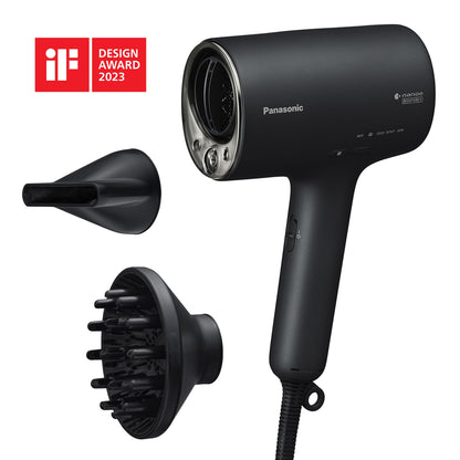 Panasonic EH-NA0J nanoe™ MOISTURE+ Haartrockner – 1600 W, mit Diffusor, Kalt-/Heißmodus, Haut- & Haarpflege, If Design Award, Schwarz