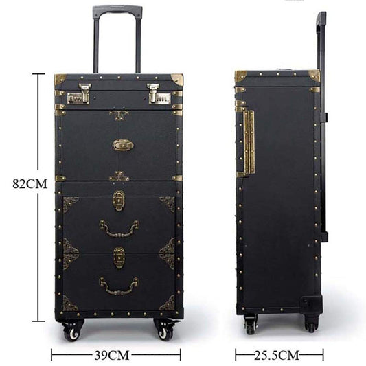 ASCASE Kosmetikkoffer Trolley – Abschließbar, mit Rollen & Haartrockner-Halter – Make-up & Friseurwagen für Salon, Reise & Organisation