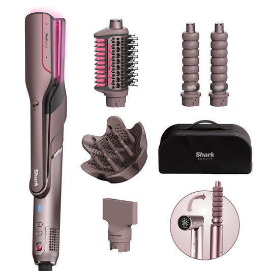 Shark FlexFusion HD652SUK – Multi-Styler & Keramik-Glätteisen mit 5 Aufsätzen, ohne Hitzeschäden, Kopfhautschutz & Koffer – Cosmic Blush