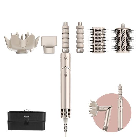 Shark FlexStyle HD446SLEU – 5-in-1 Luftstyler & Haartrockner mit Lockenaufsatz, Bürsten, Diffusor & Koffer – Keine Hitzeschäden – Champagner